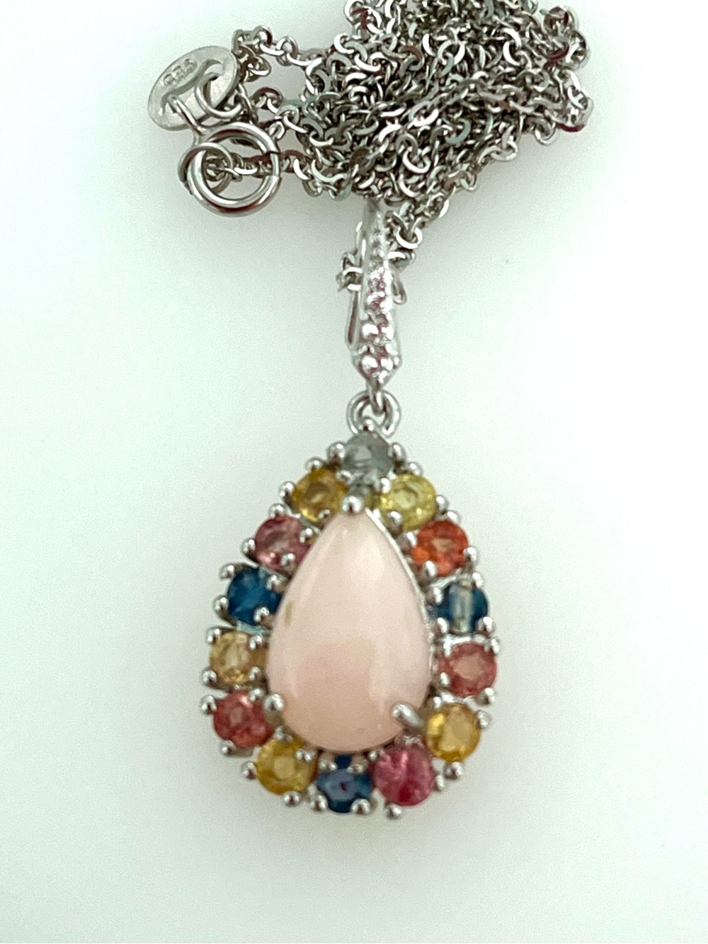 Genuine 4ct Opal Sapphire 14KGP Necklace - Picture 2 of 4